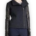Vince gray wool leather sleeve asymmetrical moto jacket small Photo 1