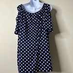 Star Vixen Blue/White Polka Dot Cold Shoulder Top 3X* Blue Photo 3