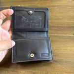 Coach  Signature CC Wallet Black Canvas Fold Over Leather Card Holder Small Photo 8