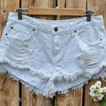 Pistola Talk to Me White Distressed Cutoff Denim Shorts Photo 1