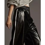 Maeve Faux Patent Leather Wide Leg Pant Large Black NEW Streetwear Anthropologie Photo 4