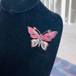 Vintage brass with enamel rhinestone Butterfly brooch pin Photo 0
