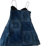 Urban Outfitters Elodie Bandana Print Mesh Mini Dress Blue Paisley slip Dress Photo 10