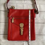 Charming Charlie  Red Faux Cobbled Leather Crossbody Bag with Adjustable Strap Photo 4