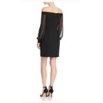Aidan Mattox  Dress Womens 0 Black‎ Off Shoulder Sheer Long Sleeve Cocktail Party Photo 2