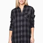 Rails Bianca Flannel Shirt Dress Women's Buttondown Small Grey Black Plaid Cozy Photo 0