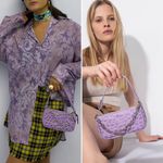 NWT By Far Rachel Mini Lilac Circular Crocodile Croc Embossed Leather Small Bag Purple Photo 1