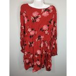 Valencia & Vine Red Floral Mini Blouson Tiered Dress Medium NWT Summer Chic Boho Photo 5