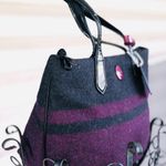 Coach π wool stripped bow tote purse ππ Photo 3