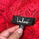 Lulu's short sleeve lace overlay dress XL mock neck eyelash lace back zipper RED Photo 1