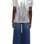The Kooples Silver sequined t-shirt, Size Large NWT short sleeve crew neck Photo 4