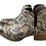 Roper Boots Womens 5.5 Cream Brown Snakeskin Print Ankle Bootie Western‎ Cowgirl Photo 0