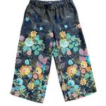 Loft Cropped Pant Womens Sz Small Petite Green Floral Bohemian Boho Chic Photo 0