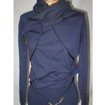 NWT New Womens Designer Acne Blouse Top XS Jersey Navy Blue Belt LS Dark Cotton Photo 0