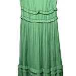 Current Air  Sereia Pleated Midi Dress Women's Small Green Flutter Modern Ruffle Photo 0