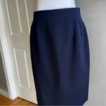 Ann Taylor Vintage  Classic Navy Blue Pencil Skirt 100% Wool Size 12 Photo 1