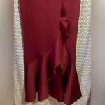 Eliza J  | Maroon Asymmetrical Ruffle Scuba Maxi Gown, Size 12 Photo 5