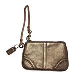 Coach Wristlet Gold Soft Leather Wallet Micro Purse Metallic Unisex Photo 0