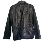 JLC Outerwear Black Leather Long Sleeve Coat Jacket Size Medium Photo 0