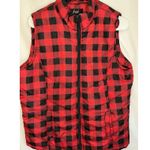 Women's Red Puffer Vest Buffalo Plaid Size Large Fall Winter Festive Casual Barn Photo 4