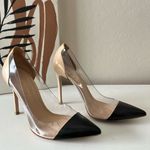 Gianvito Rossi Plexi 105 Black Nude Leather Stiletto Heel PVC Pumps Size 36.5 Photo 2