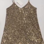 Hugo Boss  Sequined Side Slit Tank Blouse Women's Size Large Champagne Gold NEW Photo 0