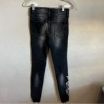 Aeropostale Black Highwaisted Floral Embroidered Raw Hem Jeggings Denim Jeans Photo 8