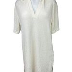 H&M NWT Cream White Short Sleeve Knit Collar Polo V-Neck Shirt Knee Dress Size S Photo 0