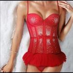 Victoria's Secret Victoria’s Secret Merry Widow Red Rhinestone Corset 34D Photo 2