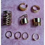 Lot of 9 Gold Tone Midi Rings Stacking Set Statement LOVE Letter Costume Photo 1