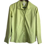 Chico's ‎ Women Cotton Top L Green Cotton Fitted Button Up Stretch Office Travel Photo 0