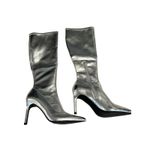 Open Edit  Women's Viv Knee High Boots Metallic Pointed Toe Stiletto 8 M Silver Photo 1