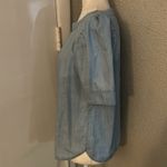 Loft  Ann Taylor Crewneck Denim Short Sleeve Blouse XS Casual Costal Cowgirl Photo 3