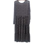 Louna Floral Mesh Dress Long Sleeve Crew Neck Tiered Boho Size‎ Large Blue Photo 9