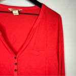 Lucky Brand  Red Pullover 3-Button Long Sleeve Top Size XL Photo 4