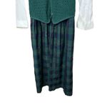 Vintage Miss Dorby Dress Green Plaid Floral Crochet Vest Layered Look Sz 12 Photo 2