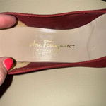 Salvatore Ferragamo Salvatore Ferragamo Women's Red Ribbed Pointed Toe Ballet Flats Size 8 Narrow Photo 7