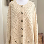 Vintage Aran Crafts Merino Wool Sweater Cardigan Mother of Pearl Buttons 2X XXL Photo 0