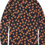J.Crew NWT Mock Neck Floral Longsleeve Top, Orange, Navy, Size Small Photo 0