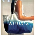 Athleta Women's White Blue Ombre Beach Bag Canvas Shopping Tote Bag Photo 0