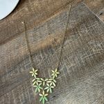 Vintage Mint Green Acrylic Flowers Statment Necklace Gold Tone Chain Photo 4