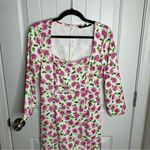 ZARA  pink floral square neck‎ slit midi dress size small blogger favorite Photo 6