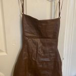 brown leather mini dress Photo 2