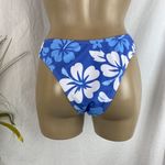 Blue & White Hibiscus Floral Print Bikini Bottoms & Cover Up Skirt Set M Size M Photo 2