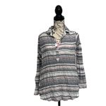 Columbia  Women’s Striped Henley Tunic Blouse M Navy Pink Nautical Preppy Boho Photo 1