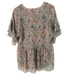 CAbi  Poet Blouse Floral Print Ruffle Sleeve V-Neck‎ Top Medium Photo 5