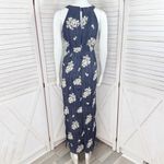 Westport  Floral Embroidered Crinkle Smocked Waist Maxi Dress Blue Small Photo 3