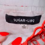 Sugar Lips Red White Eyelet Lace Ruffle Sleeve Top size small Photo 1