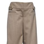 Cache Tan Wide Leg Self Belt Beige Metallic Herringbone Stripe Pant New $118 NWT Photo 0