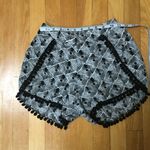 Orange Creek Black & White Print Shorts Pom Poms Small Photo 4